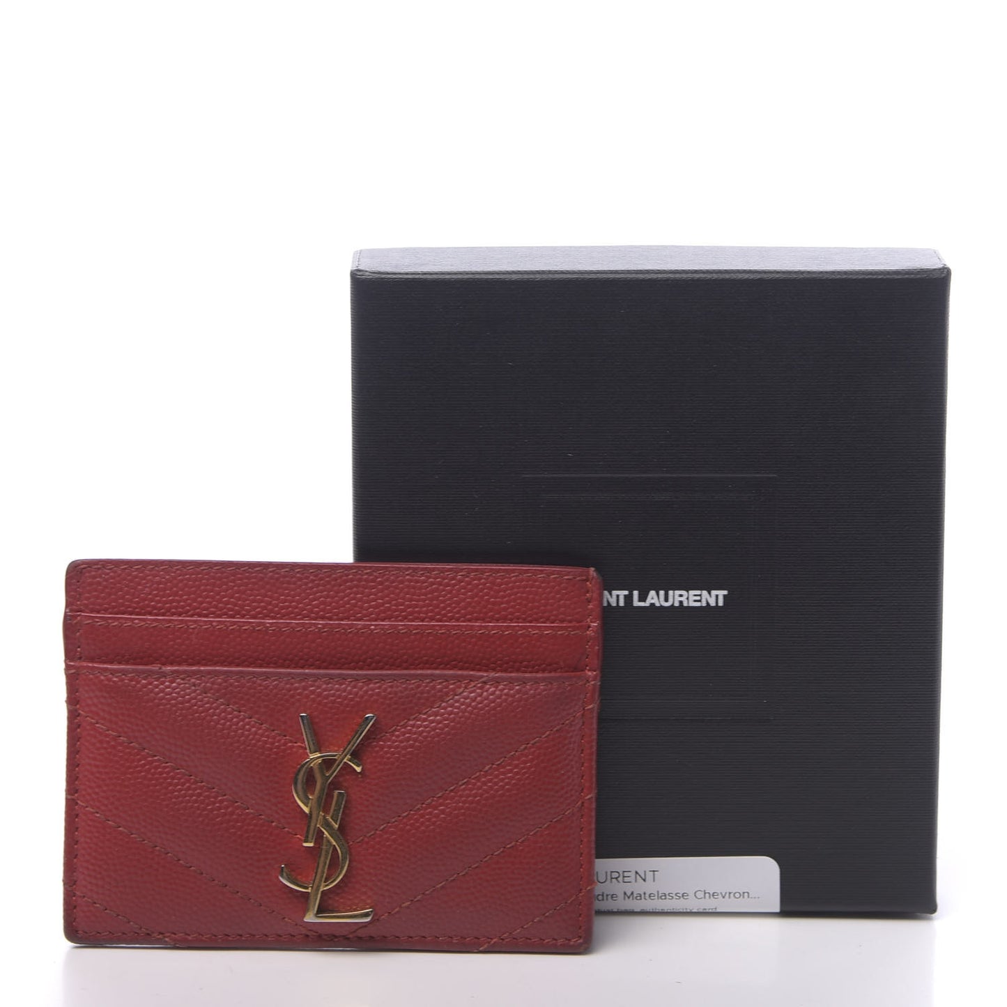 Grain De Poudre Matelasse Chevron Monogram Credit Card Case New Red