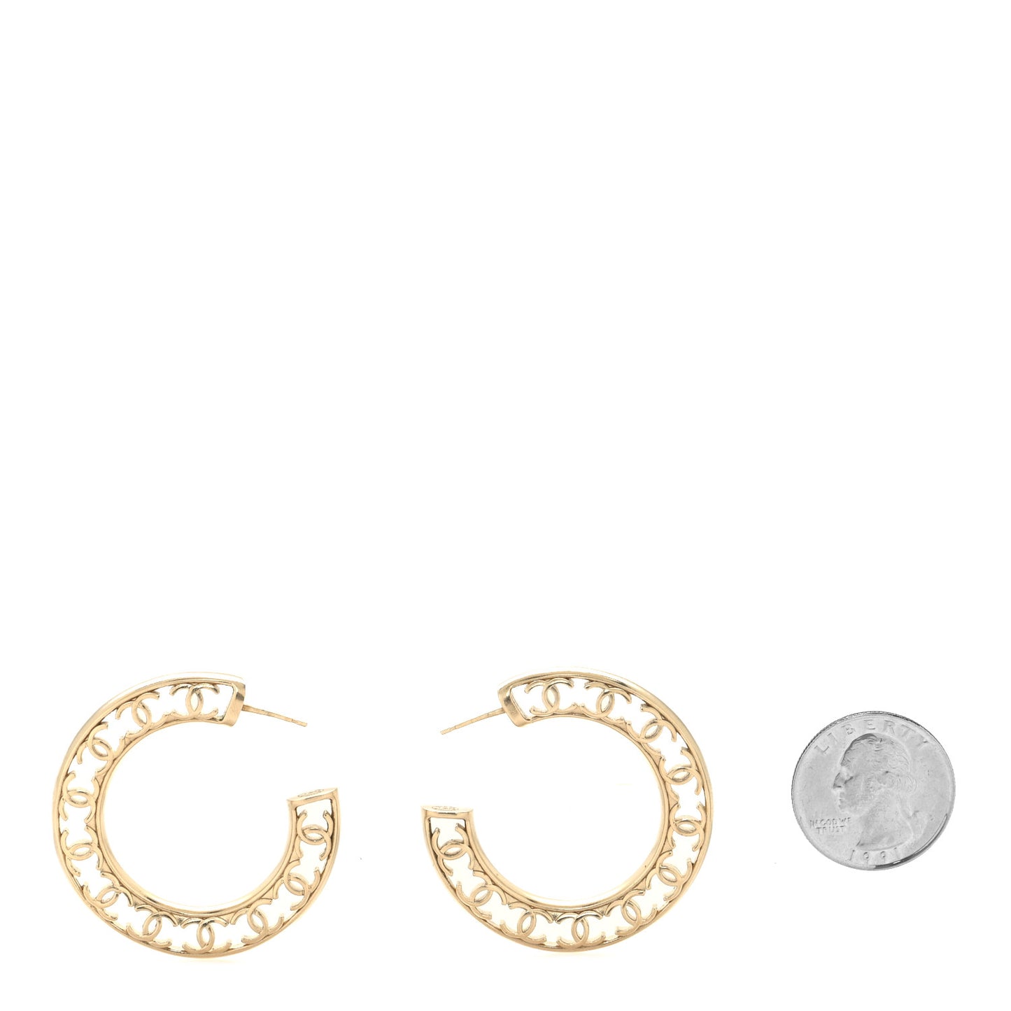 Metal CC Hoop Earrings Gold