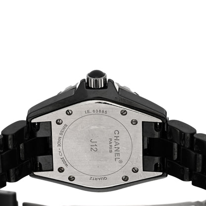 Chanel Stainless Steel Ceramic Diamond Pave Bezel 33mm J12 Quartz Watch Black 4 of 4