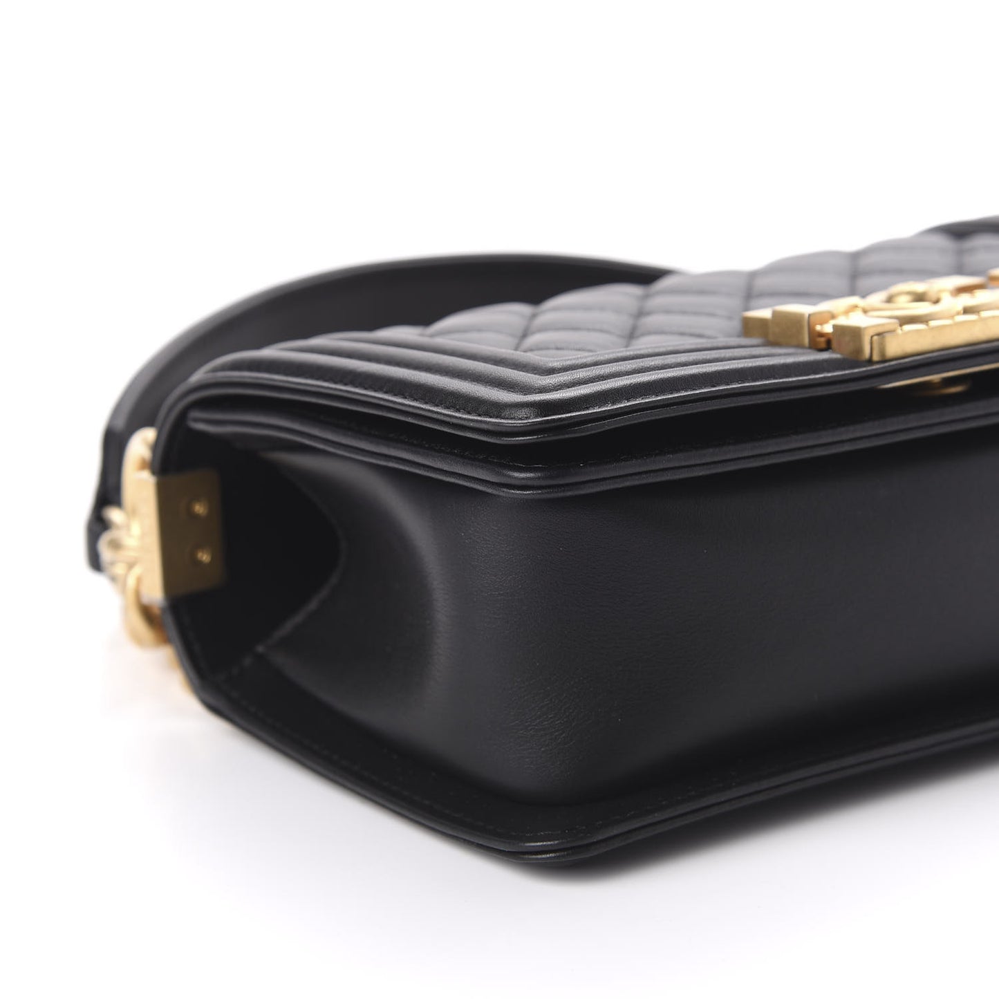 Calfskin Small Boy Logo Top Handle Flap Black