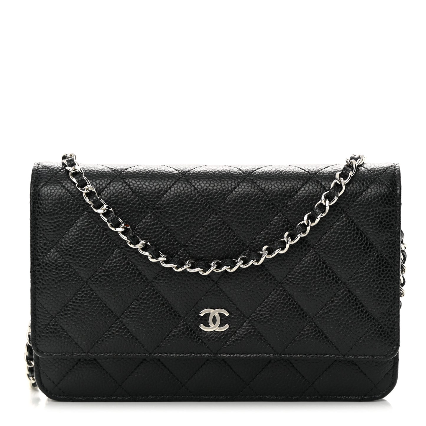 Caviar Quilted Wallet on Chain WOC Black