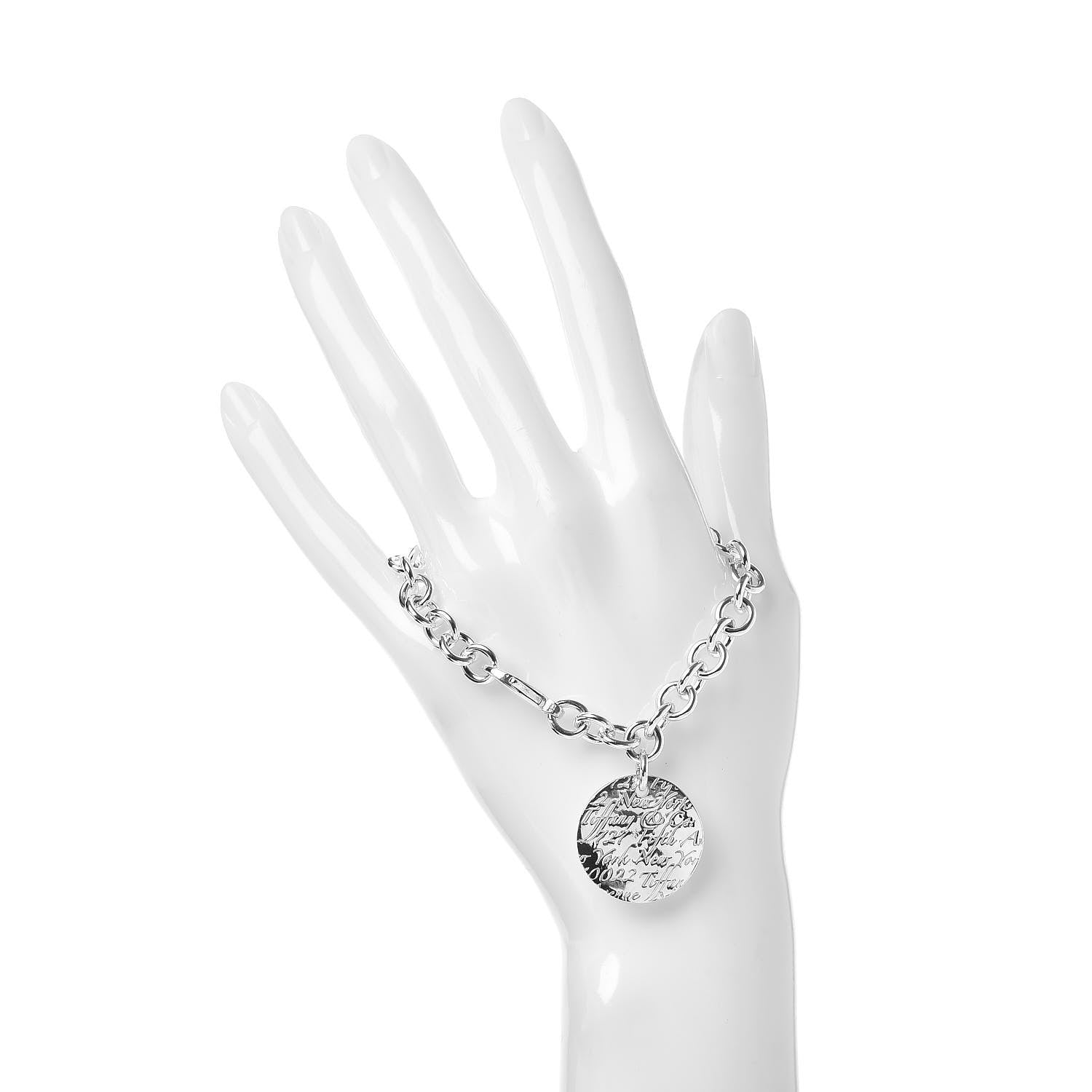 Tiffany Sterling Silver Notes Round Tag Charm Bracelet 2 of 4