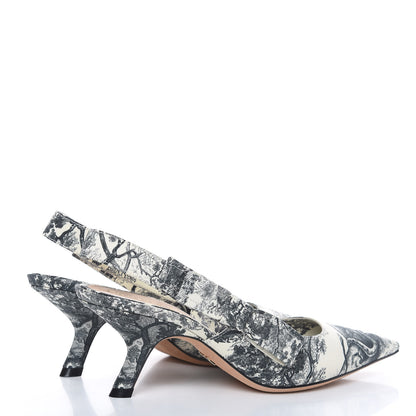 Christian Dior Toile De Jouy Sweet D Slingback Pumps 36 Off White 4 of 8