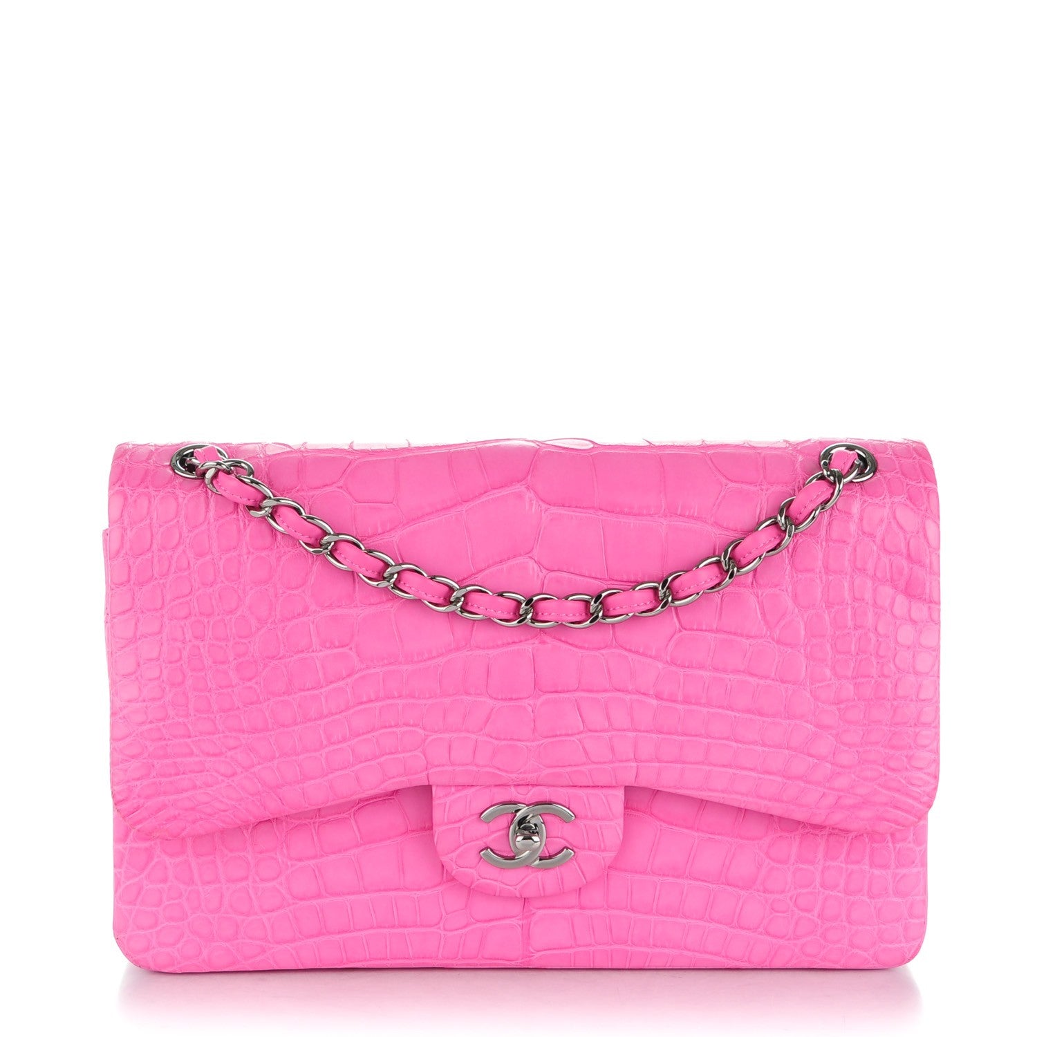 Chanel Matte Alligator Jumbo Double Flap Pink 1 of 12