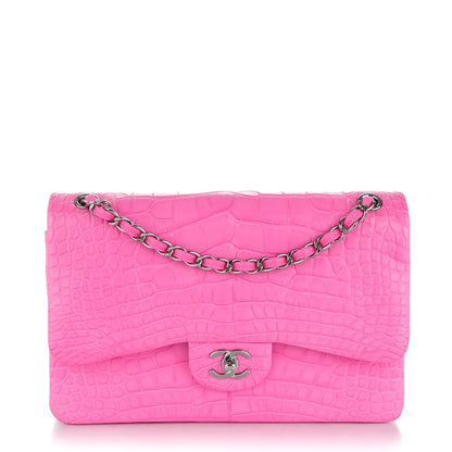 Chanel Matte Alligator Jumbo Double Flap Pink 1 of 12