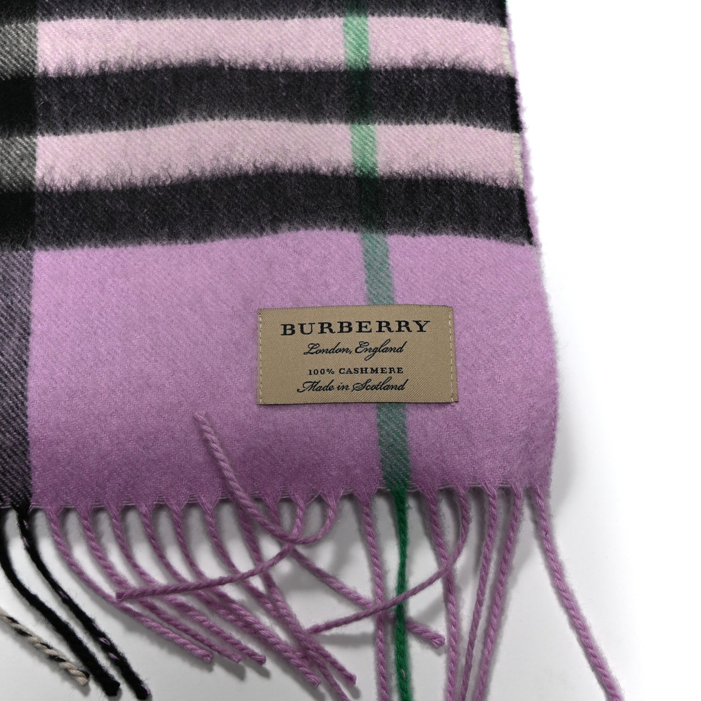 Cashmere Giant Icon Check Fringe Scarf Pale Heather