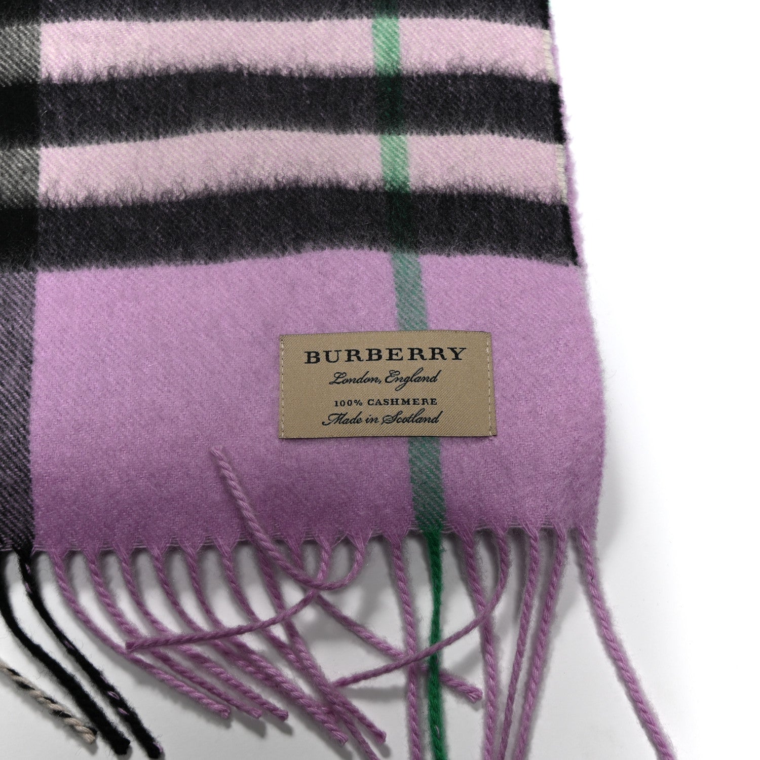 Burberry Cashmere Giant Icon Check Fringe Scarf Pale Heather 3 of 5