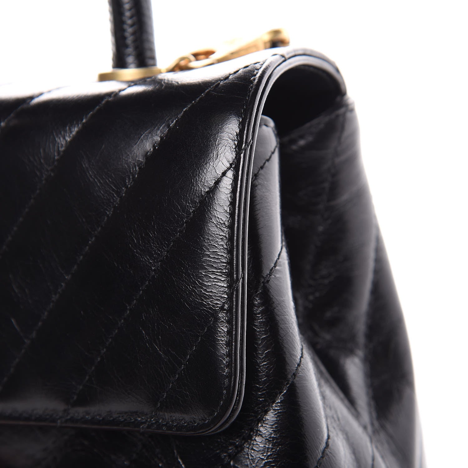 Chanel Calfskin Lizard Chevron Quilted Mini Coco Handle Flap Black 10 of 10