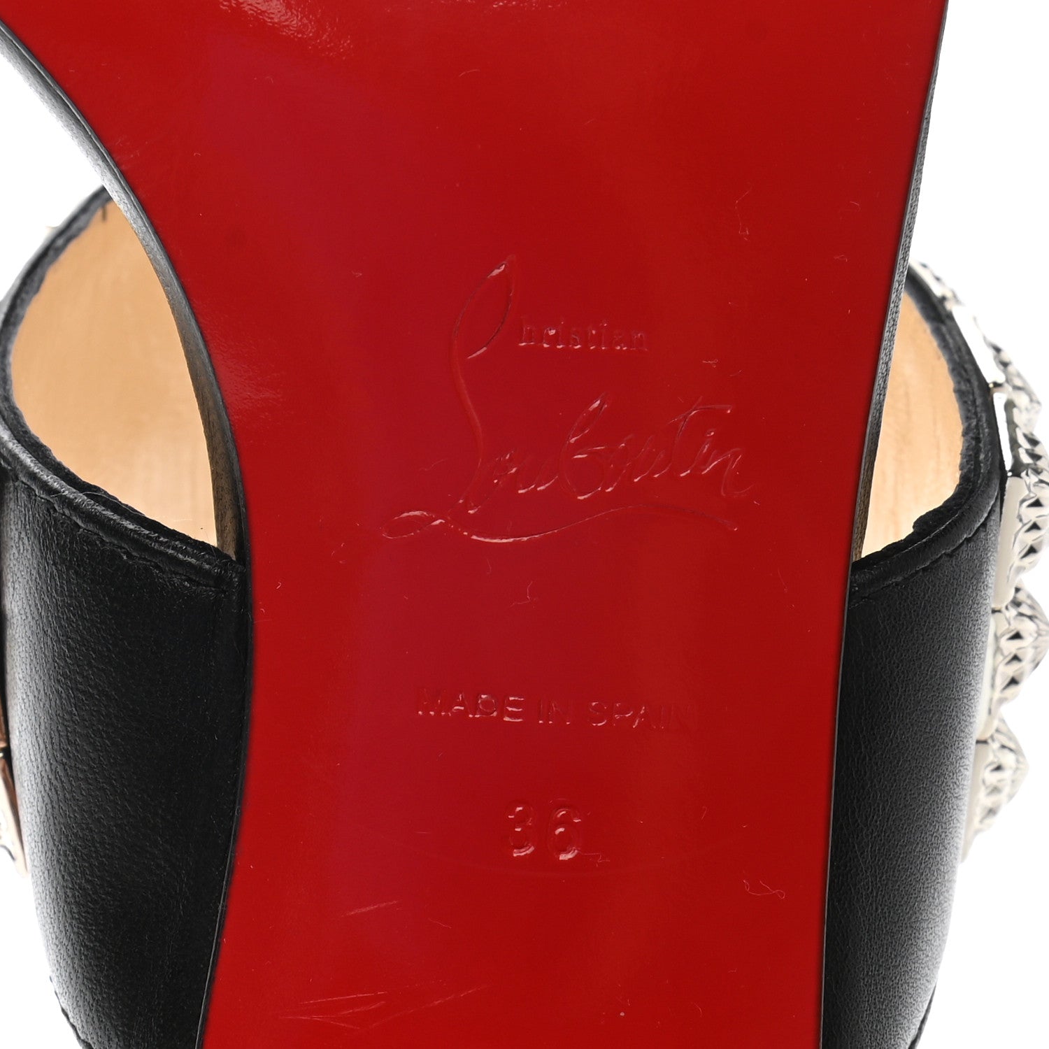 Christian Louboutin Calfskin Studded Tina Goes Mad 55 Slide Sandals 36 Black 6 of 8