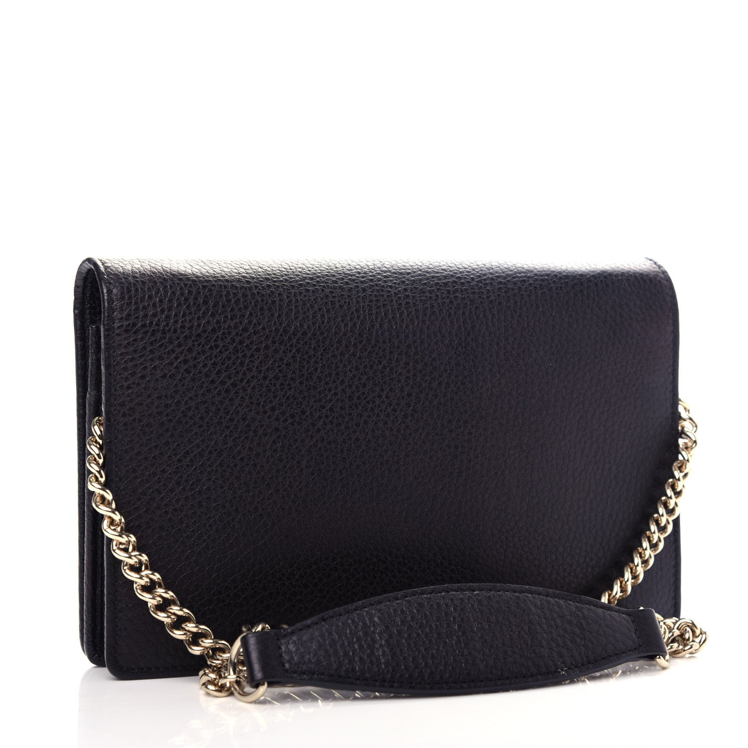 Gucci Pebbled Calfskin Soho Wallet on Chain Black 3 of 9