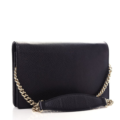 Gucci Pebbled Calfskin Soho Wallet on Chain Black 3 of 9