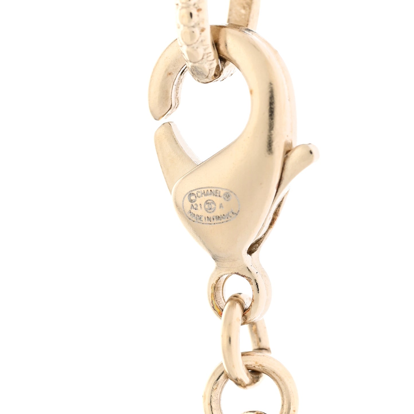 Pearl Crystal Lambskin CC Logo Choker Gold Black