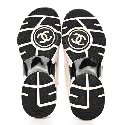 Chanel Wool Suede Calfskin CC Sneakers 38.5 Multicolor 5 of 12