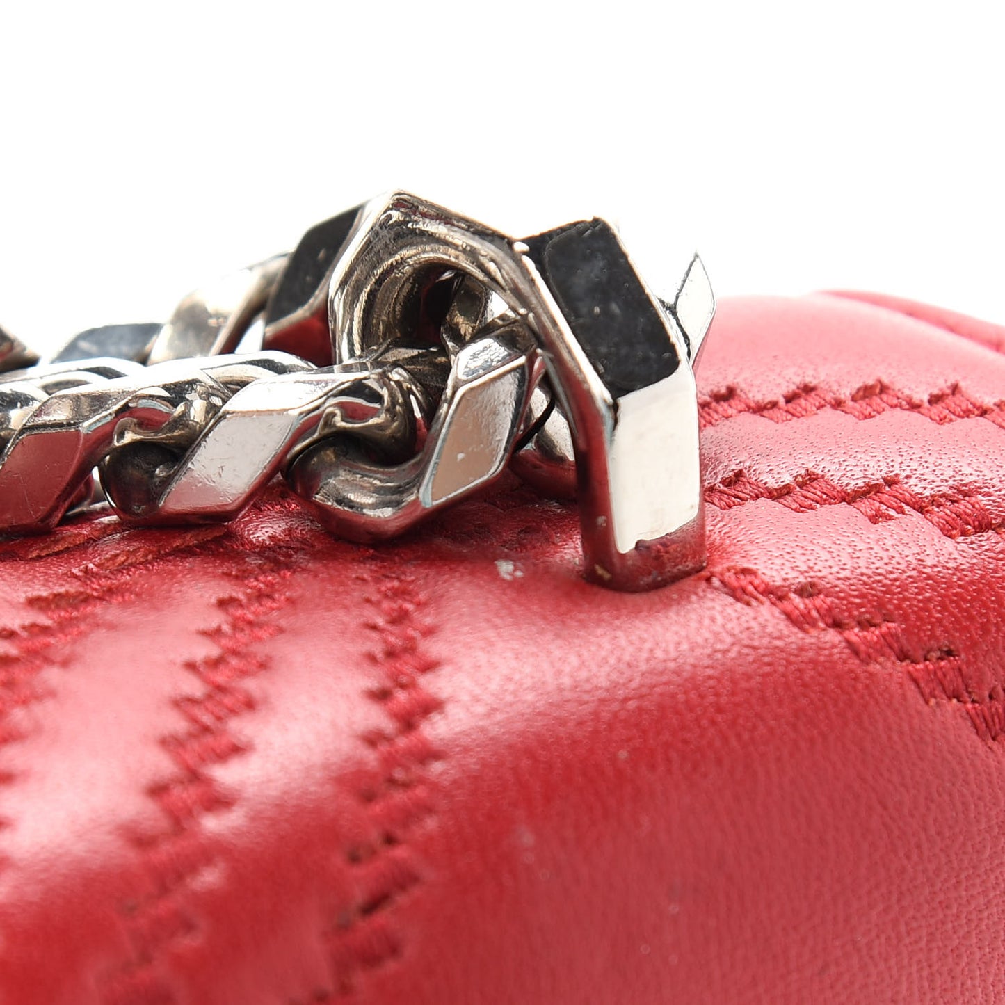 Lambskin Floral Stitched Knuckle Crossbody Bag Welsh Red