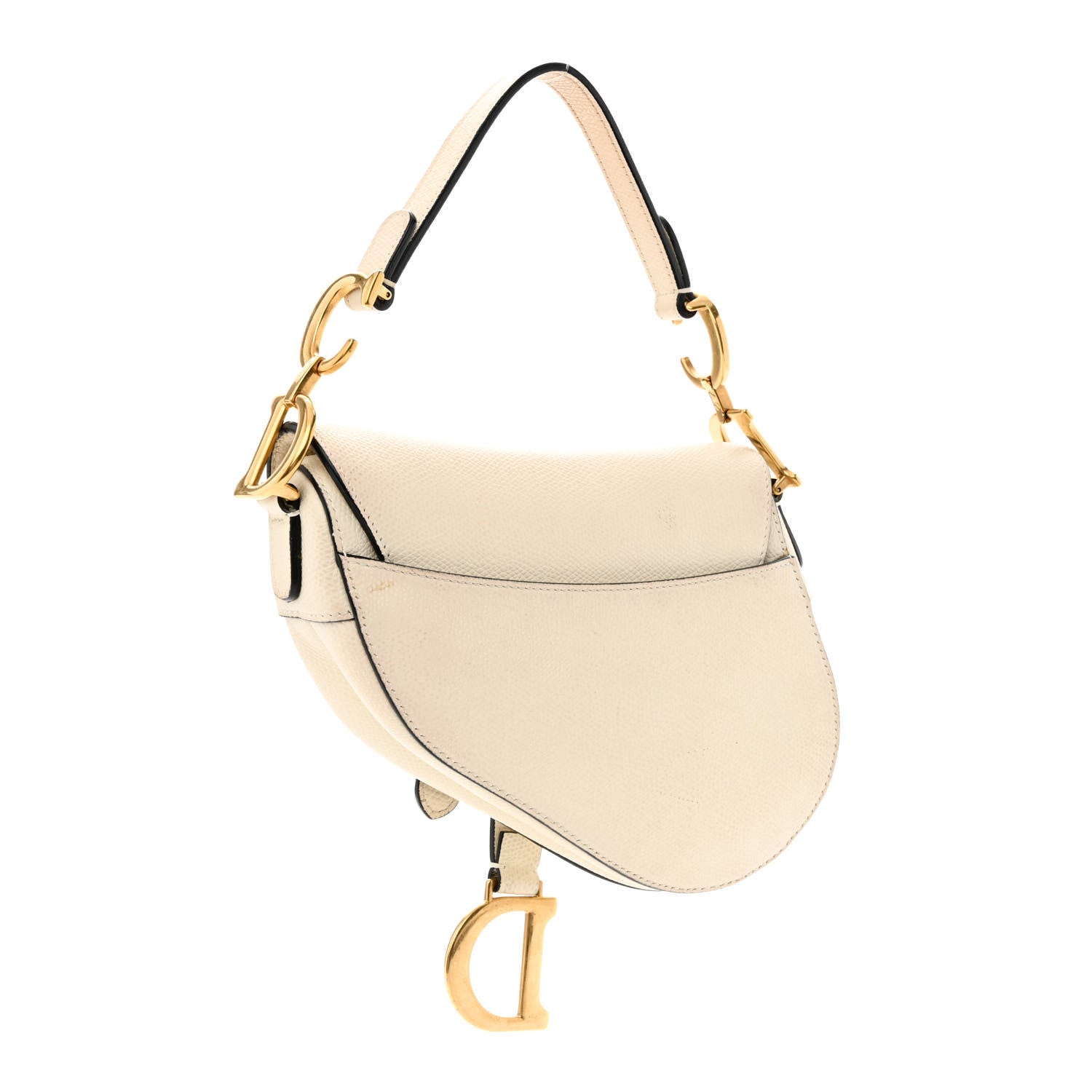 Christian Dior Grained Calfskin Mini Saddle Bag White 3 of 14