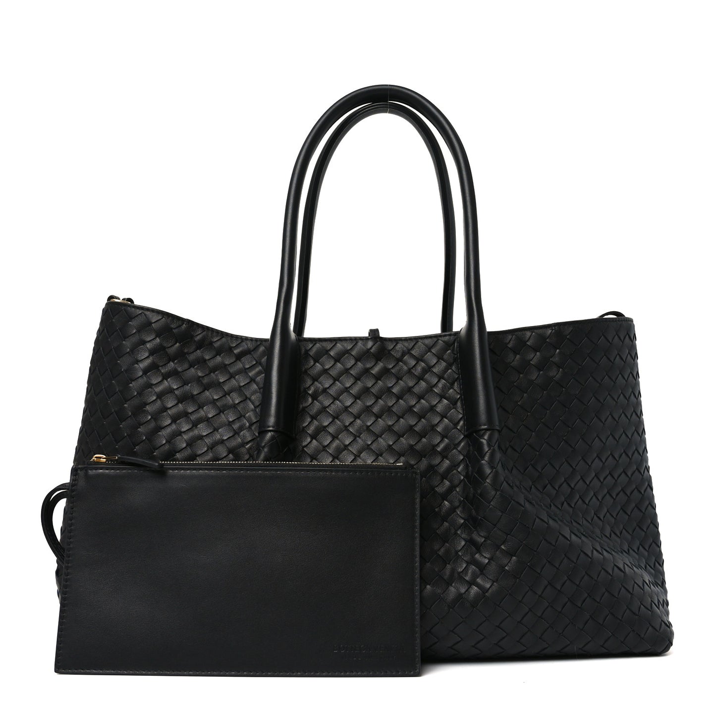 Calfskin Intrecciato Large Pinacoteca Reversible Tote Black