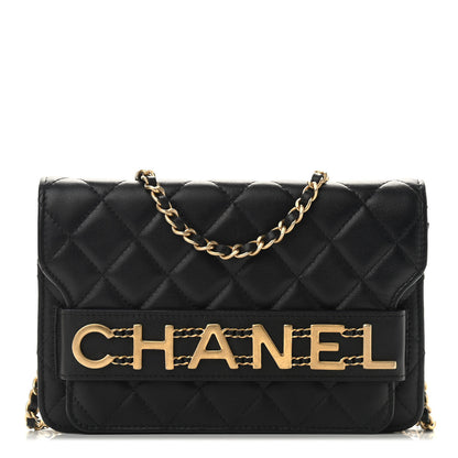 Chanel Calfskin Quilted Enchained Wallet On Chain WOC Black 1 of 10