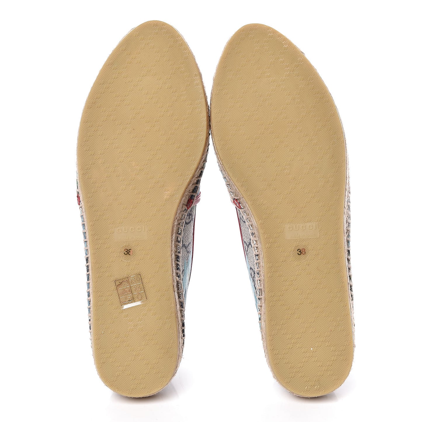 GG Supreme Monogram Blooms Espadrilles 38 Beige Blue Navy Hibiscus Red