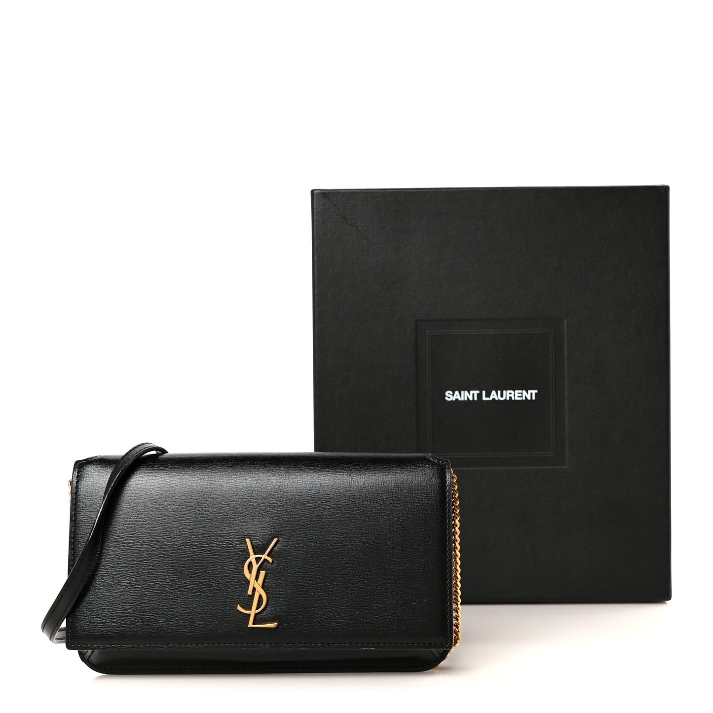 Grained Calfskin Monogram Phone Holder Crossbody Black