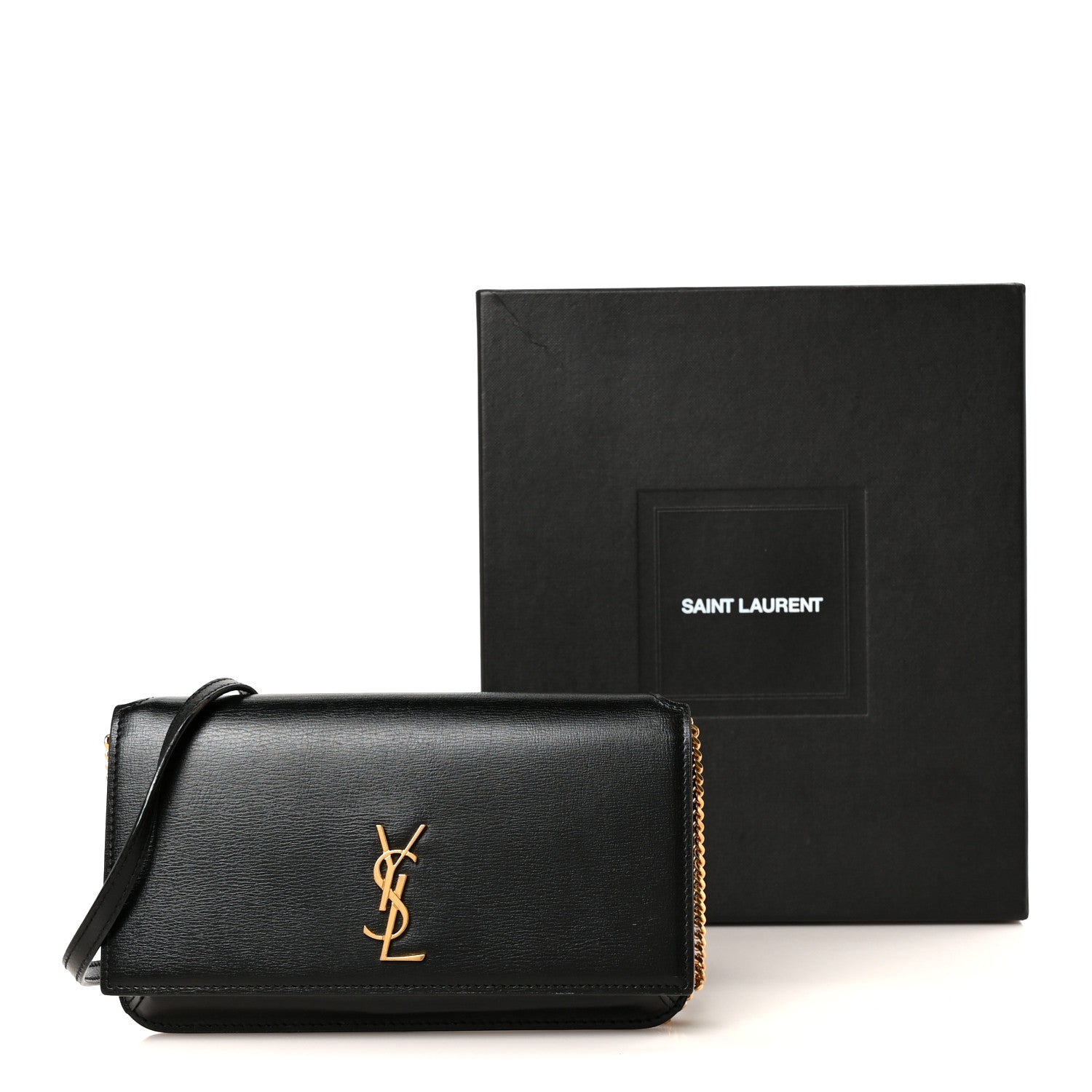 Saint Laurent Grained Calfskin Monogram Phone Holder Crossbody Black 11 of 11