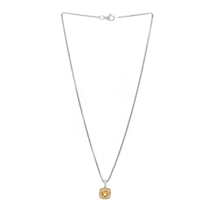 David Yurman Sterling Silver 18K Yellow Gold Diamond Citrine Yellow Sapphire 7mm Petite Albion Necklace 3 of 5