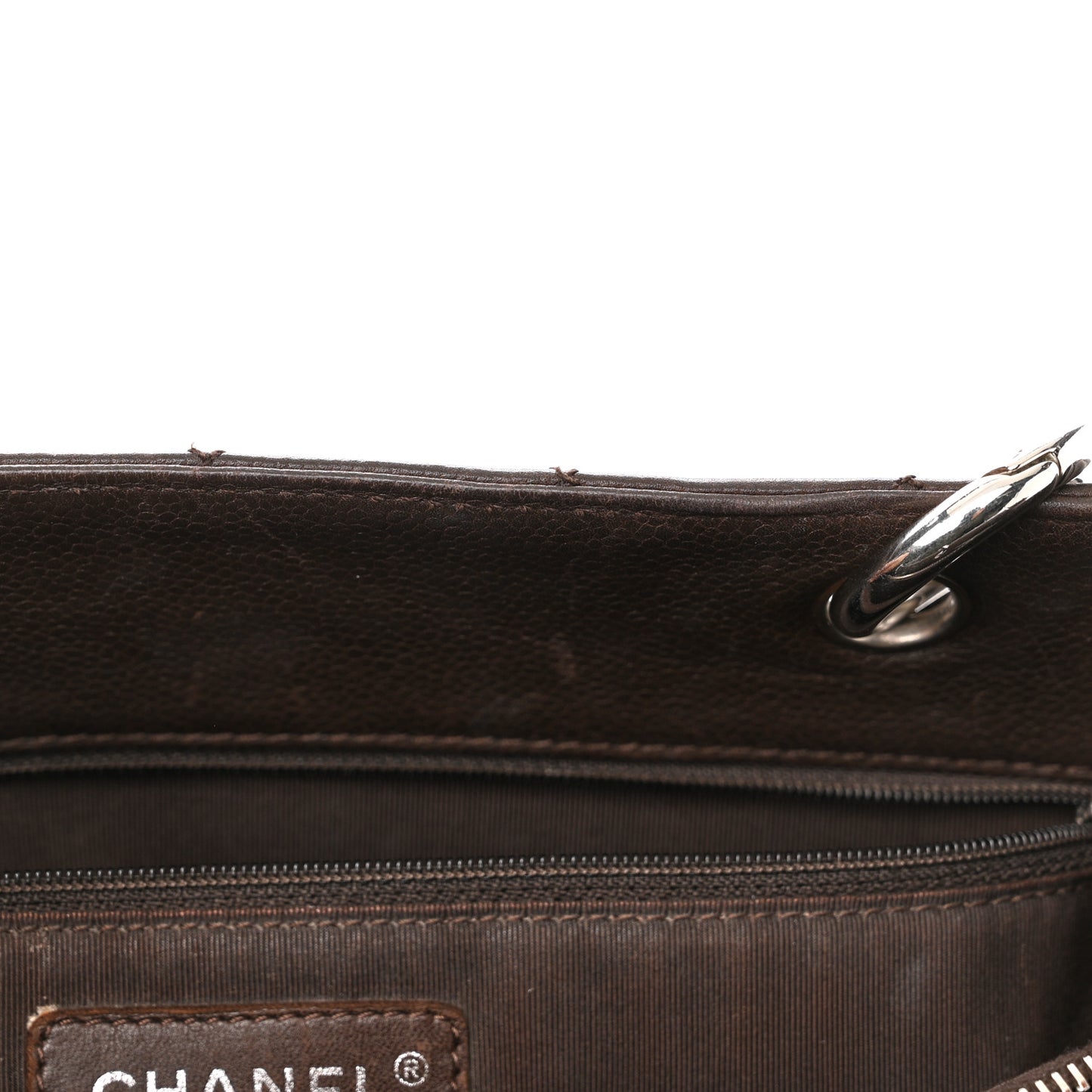 Caviar Quilted Grand Shopping Tote GST Dark Brown