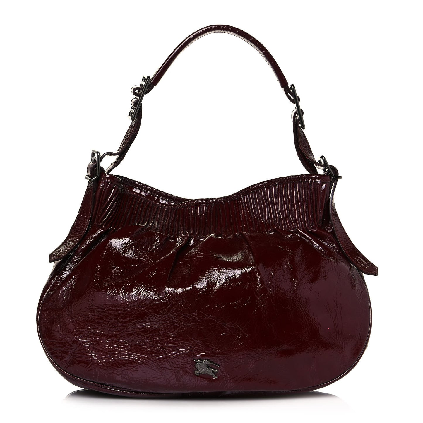 Patent Quilted Hobo Burgundy