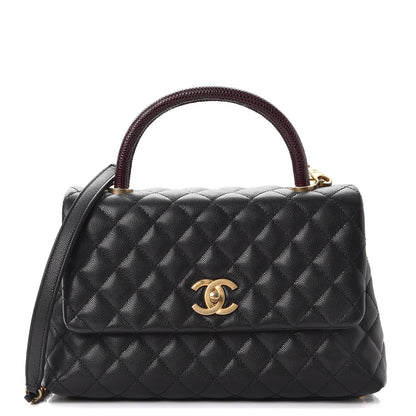 Chanel Caviar Lizard Quilted Small Coco Handle Flap Black 1 of 8