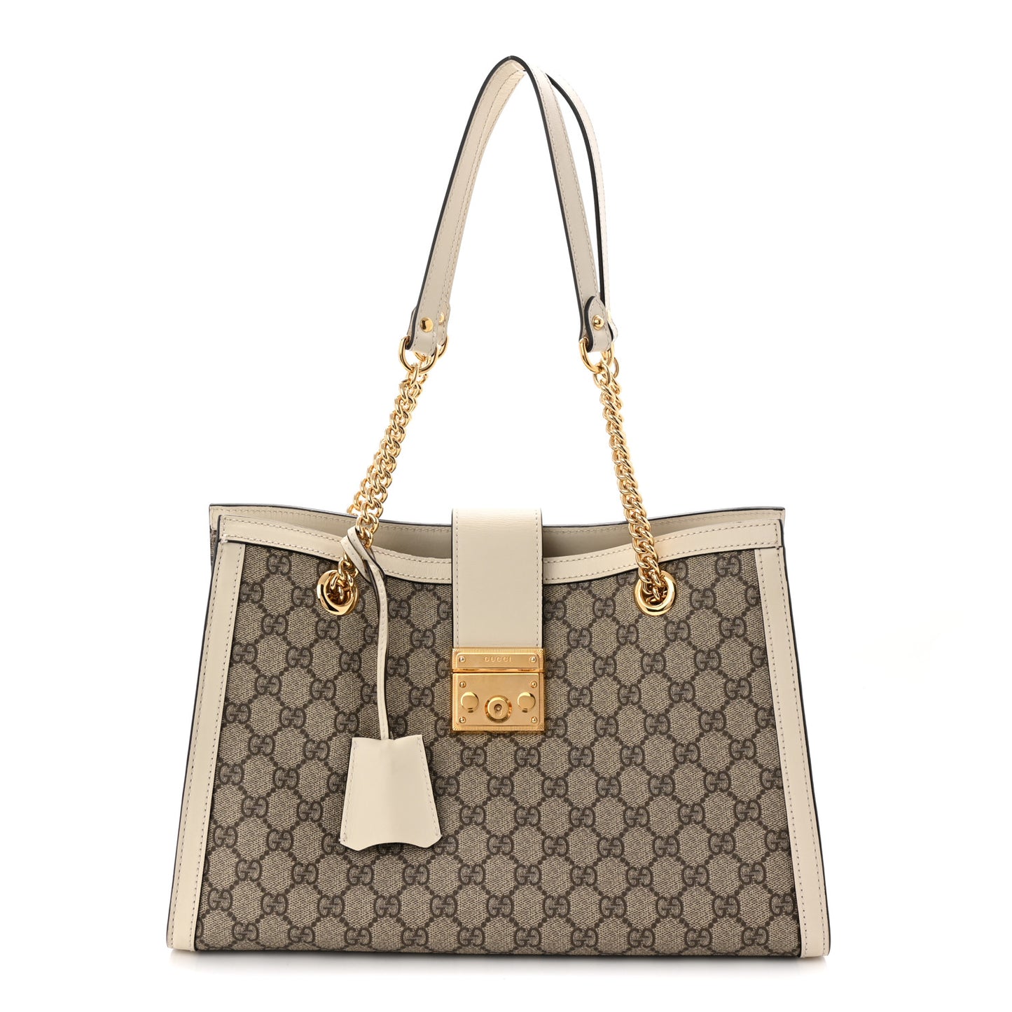 GG Supreme Monogram Medium Padlock Tote White