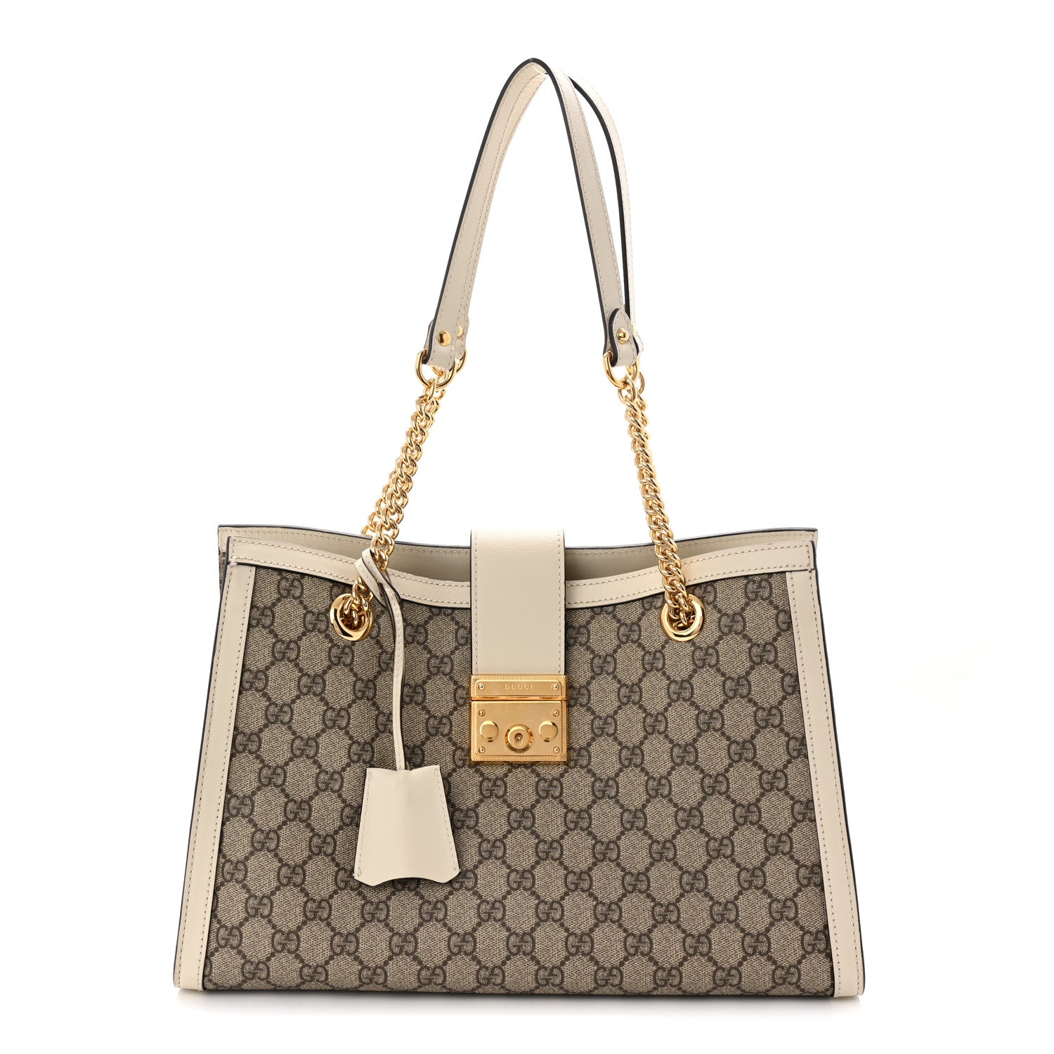 Gucci GG Supreme Monogram Medium Padlock Tote White 1 of 10