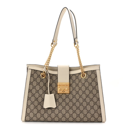 Gucci GG Supreme Monogram Medium Padlock Tote White 1 of 10