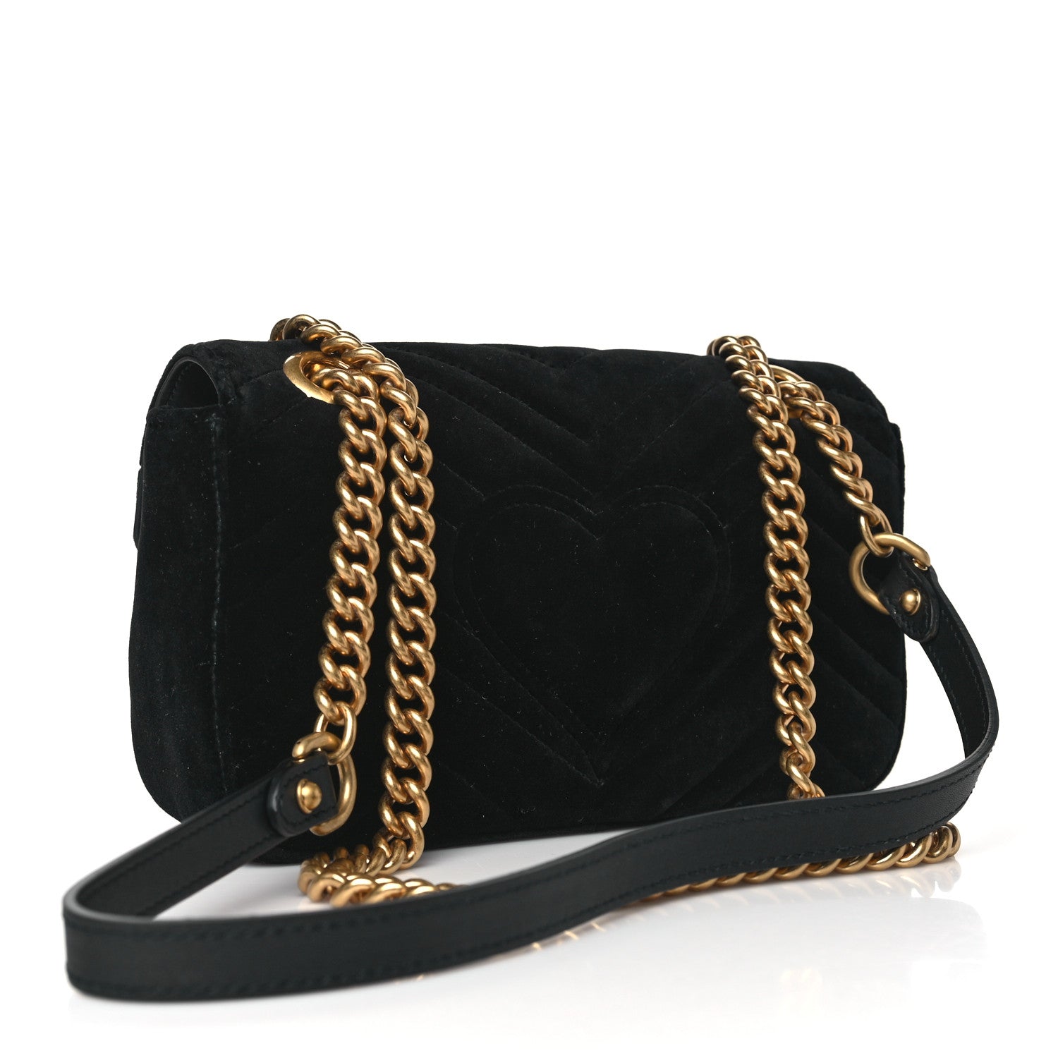Gucci Velvet Matelasse Mini GG Marmont Shoulder Bag Black 3 of 11