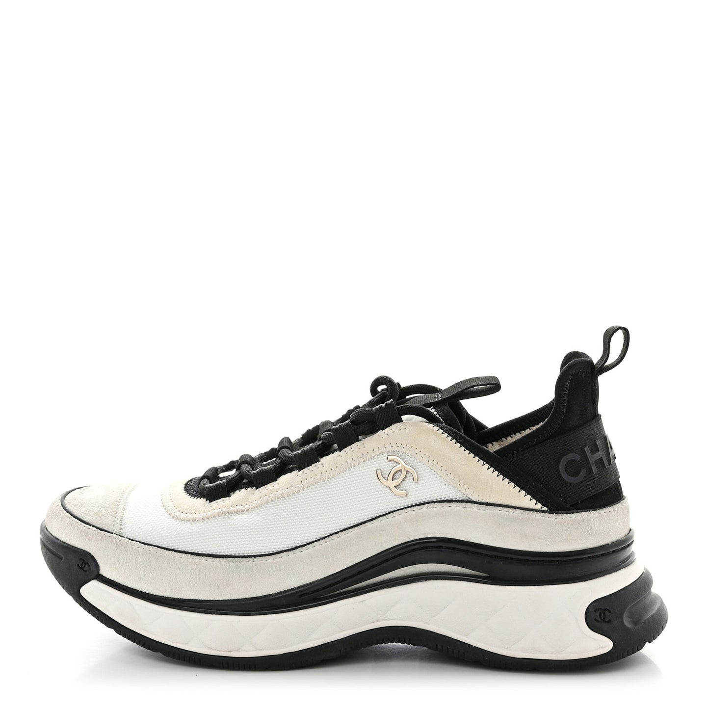 Fabric Suede Calfskin CC Sneakers 39 White Light Grey