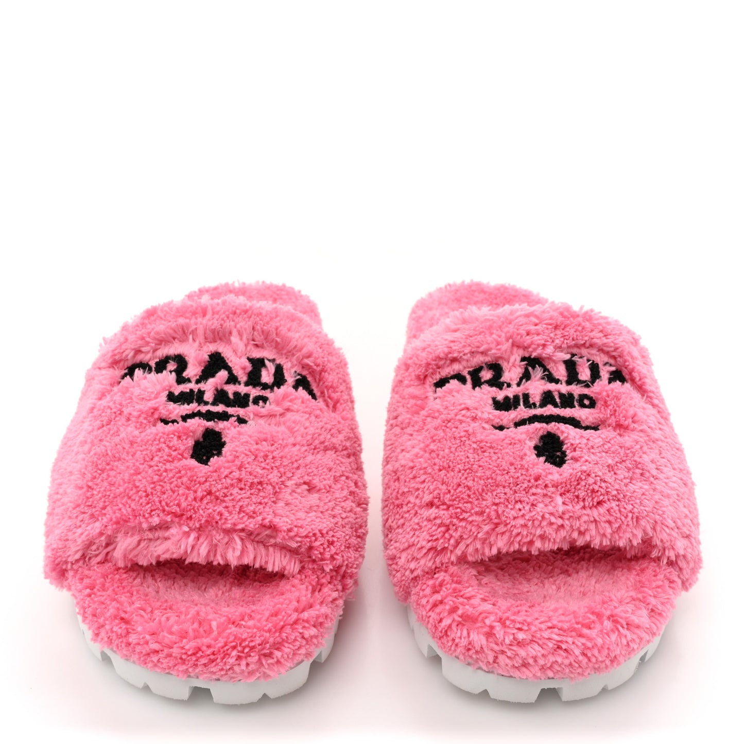 Terry Cloth Logo Lug Sole 20mm Slide Sandals 36 Petalo Black