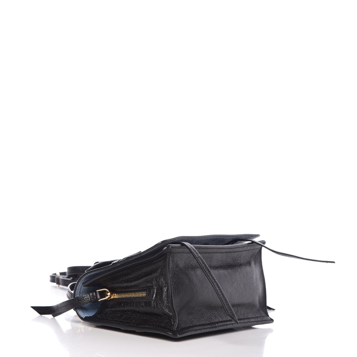 Glace Calfskin Etiquette Flap Shoulder Bag Black