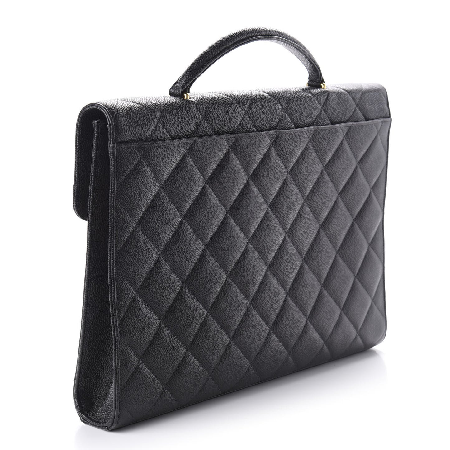 Caviar Quilted Briefcase Laptop Bag Black