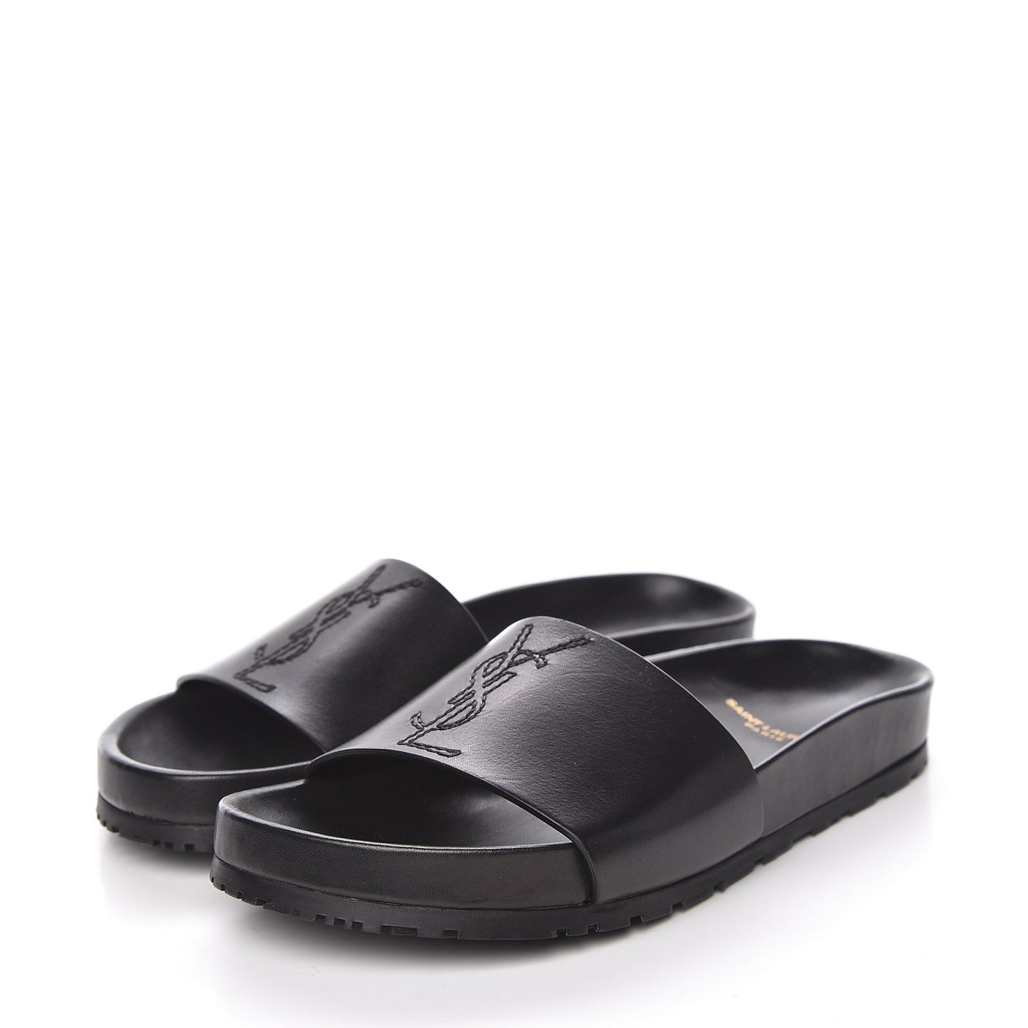 Calfskin Monogram Joan Slide Sandals 36 Black