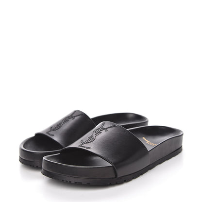 Saint Laurent Calfskin Monogram Joan Slide Sandals 36 Black 3 of 10