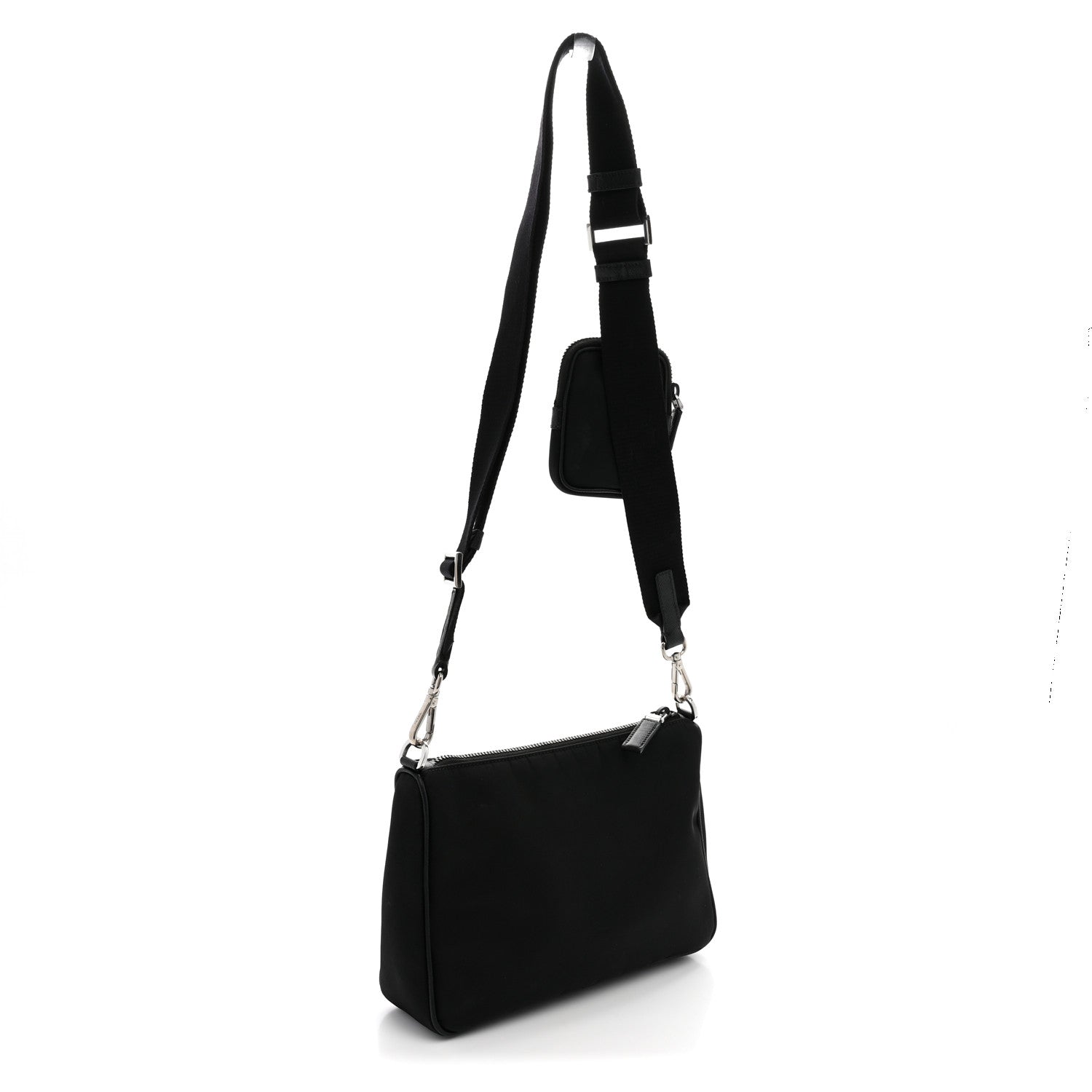 Prada Re-Nylon Saffiano Pocket Zippered Shoulder Bag Black 3 of 13