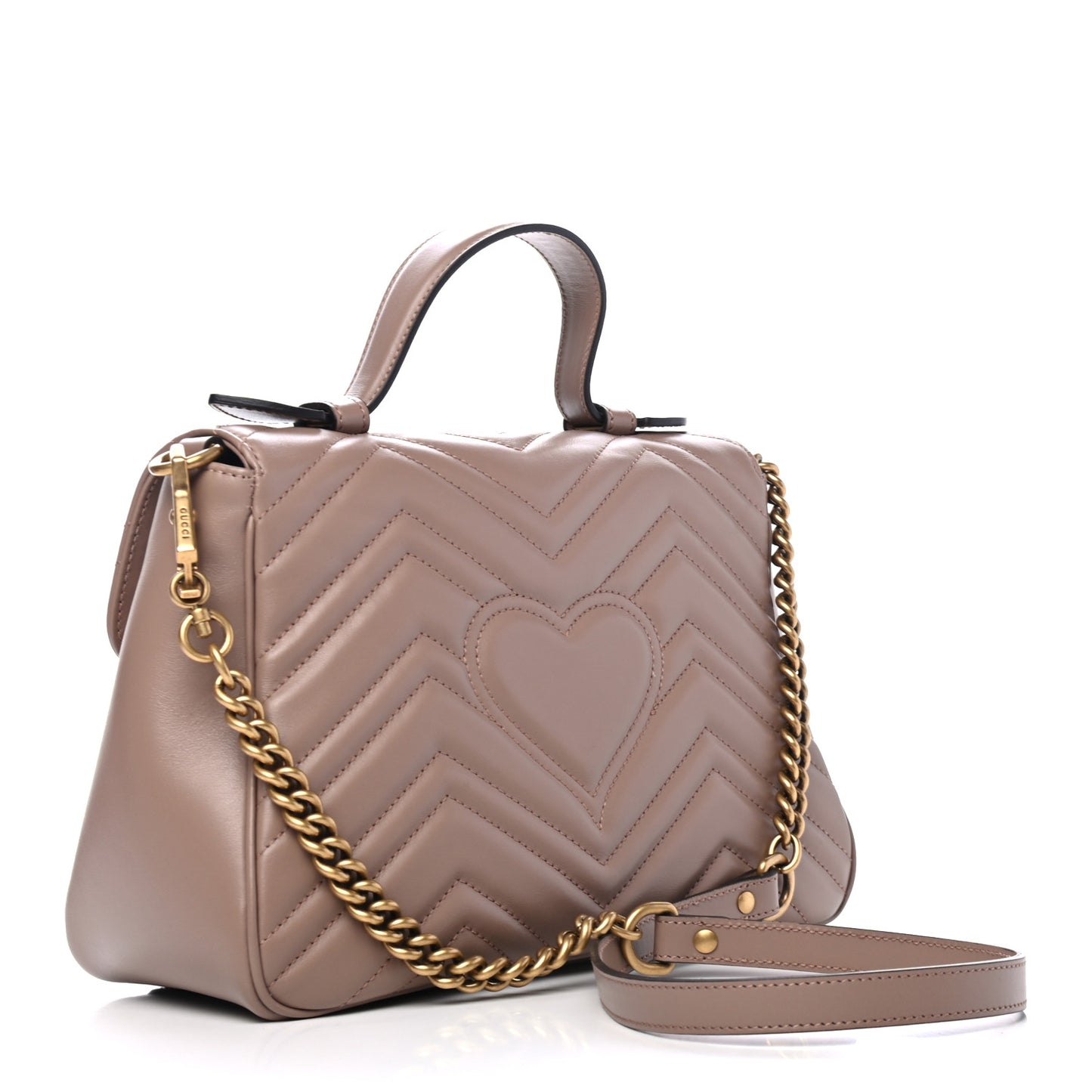 Calfskin Matelasse Small GG Marmont Top Handle Shoulder Bag Porcelain Rose