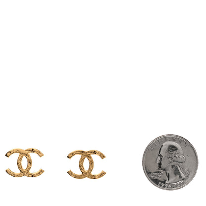 Chanel Metal Textured CC Earrings Gold 2 of 5