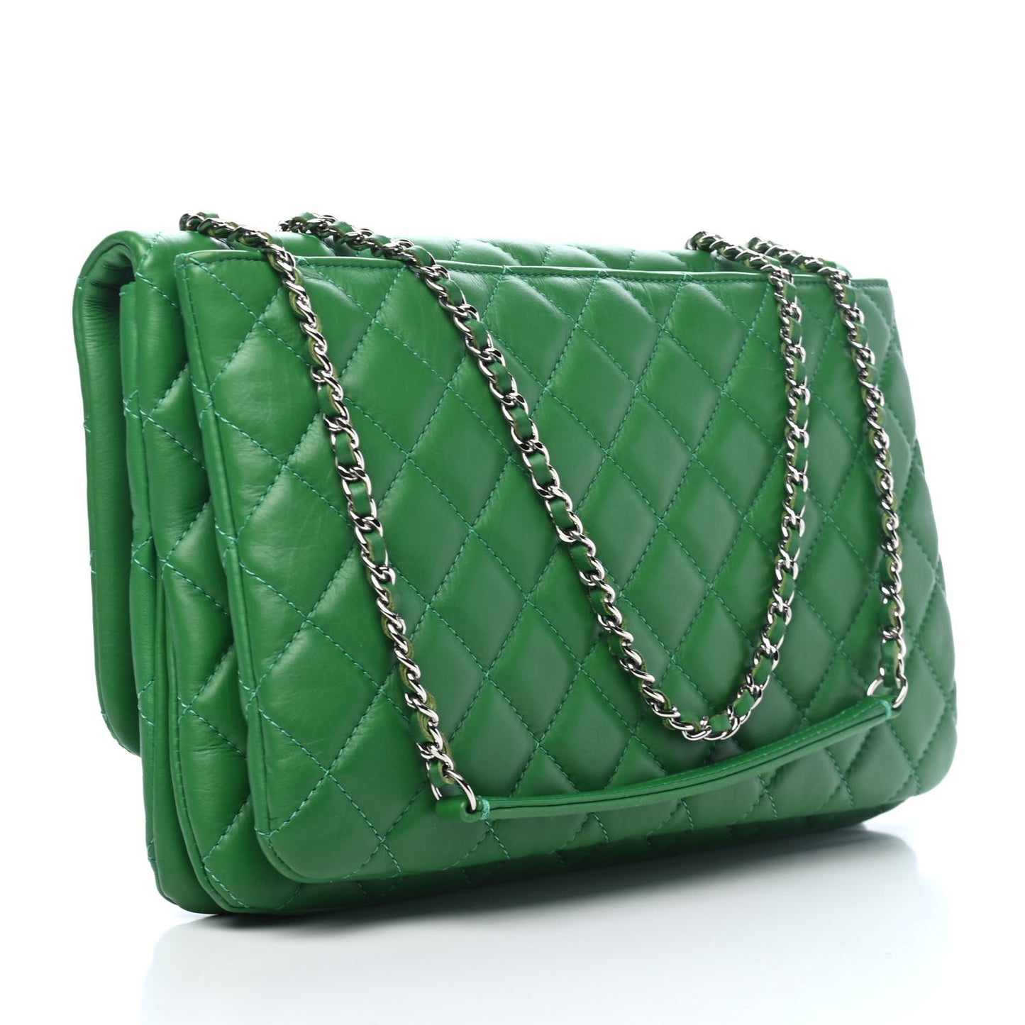 Calfskin Quilted Tender Touch Flap Bag Green