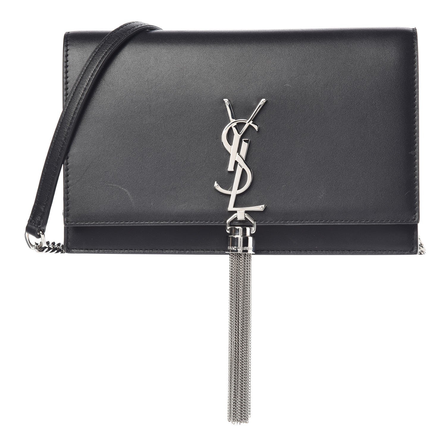 Saint Laurent Smooth Calfskin Classic Monogram Kate Tassel Chain Wallet Black 1 of 13