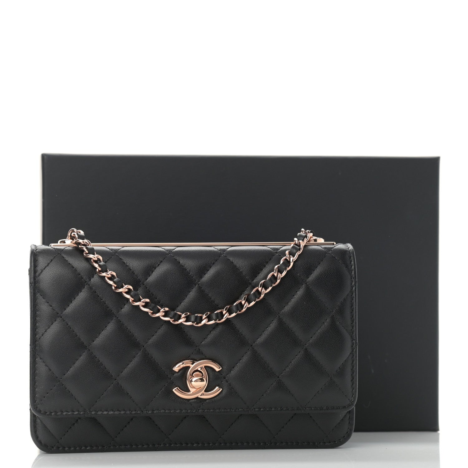 Chanel Lambskin Quilted Trendy CC Wallet On Chain WOC Black 12 of 12