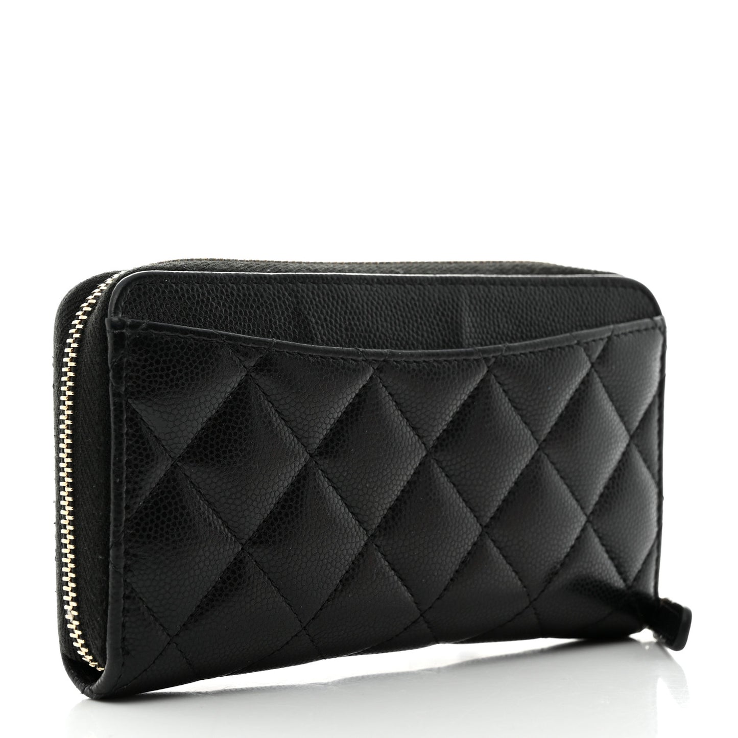 Caviar Quilted Medium Zip Around Wallet Black