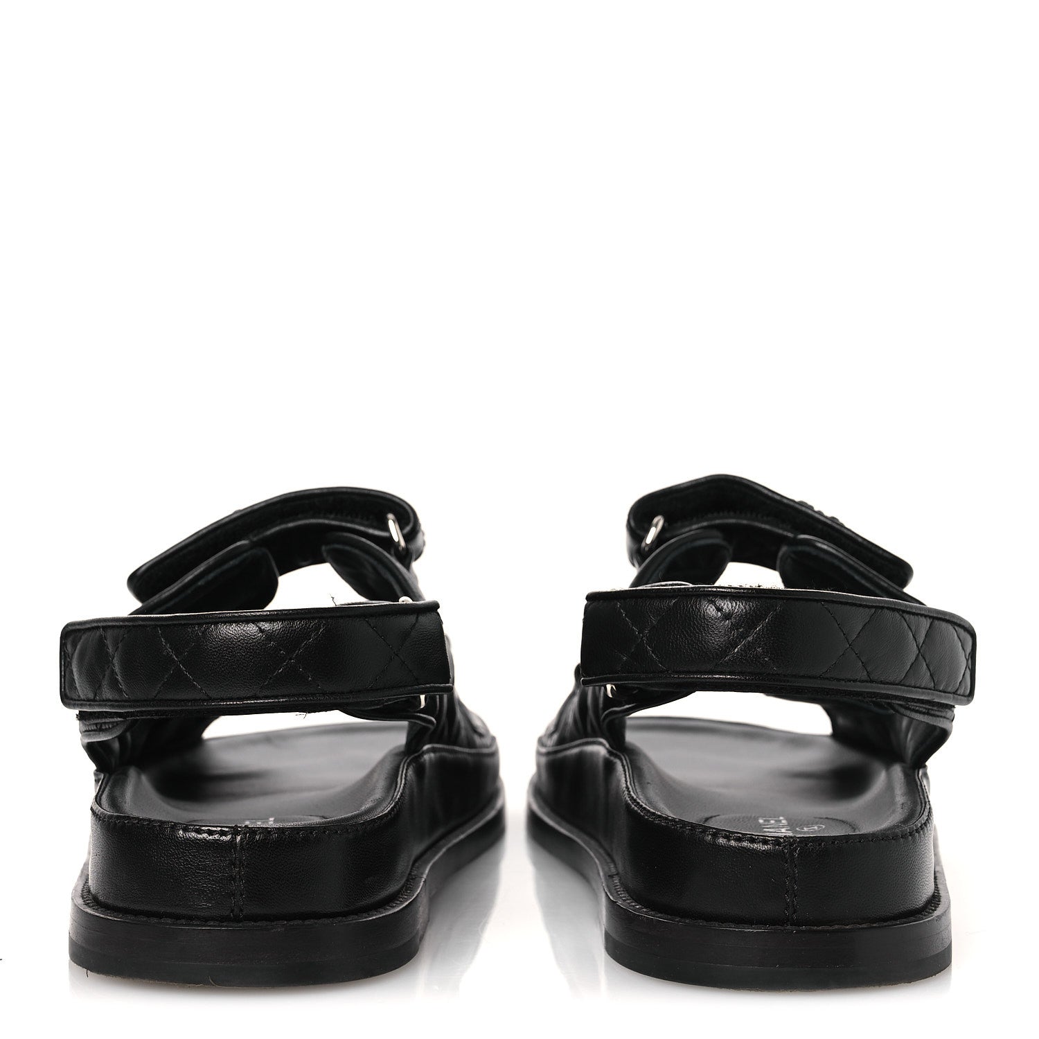Chanel Lambskin Velcro Dad Sandals 39 Black 6 of 10