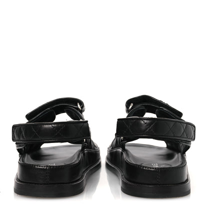 Chanel Lambskin Velcro Dad Sandals 39 Black 6 of 10
