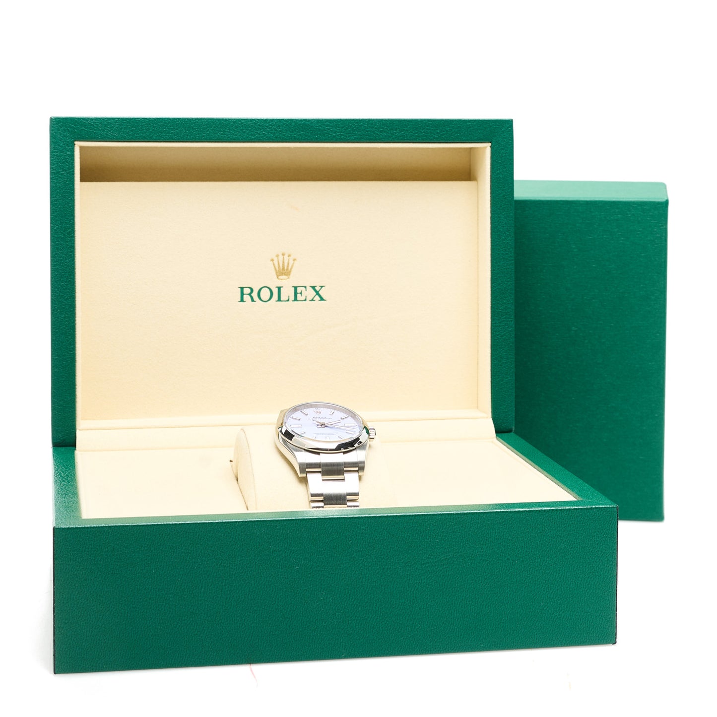 Stainless Steel 34mm Oyster Perpetual Watch Lavender 124200