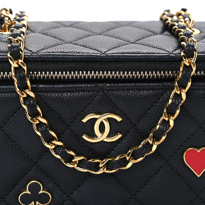 Chanel Caviar Quilted Enamel Coco Casino Small Vanity Case With Chain Black 8 of 11