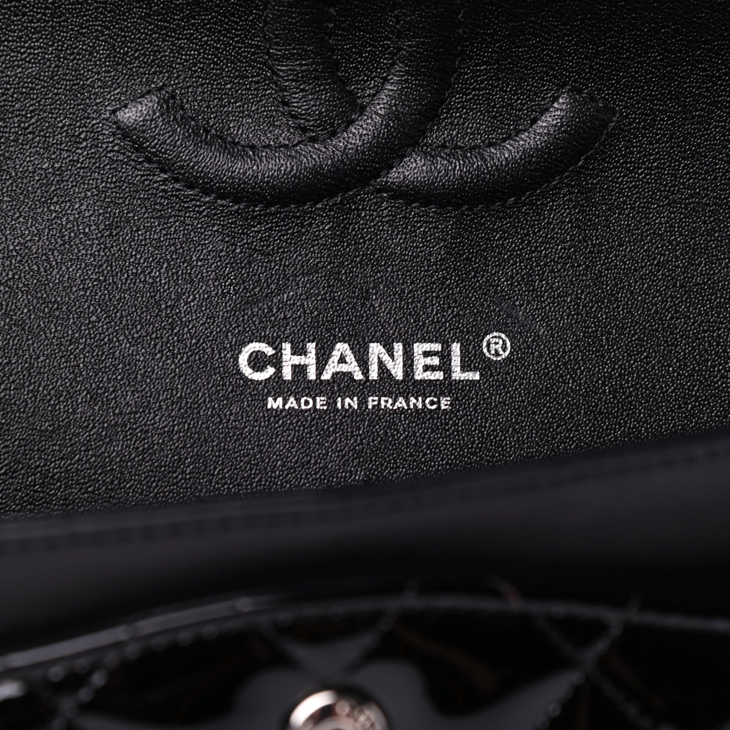 Patent Quilted Medium Double Flap Black
